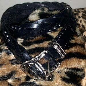 🔥 Rebecca Minkoff Black Whipstitch Cowgirl Leather Belt🔥#RM07